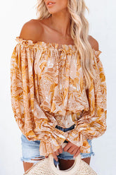Coastal Cove – Schulterfreie Bluse mit Print